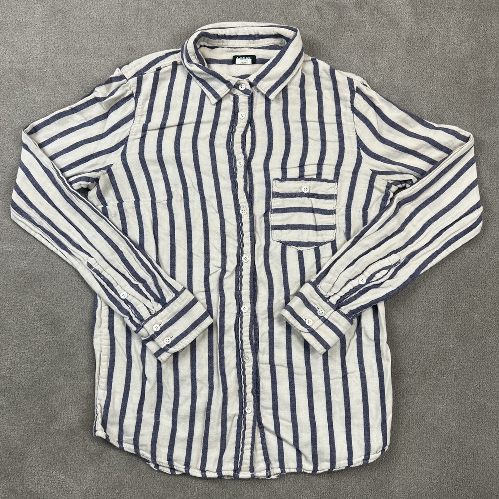 J.Crew Size XS Womens Navy Blue White Striped Cotton Button Down Shirt